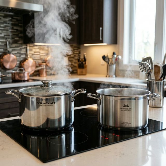 「ビタクラフト」vs「フィスラー」ステンレス鍋比較！多層構造の頂点を極めるのはどっち？